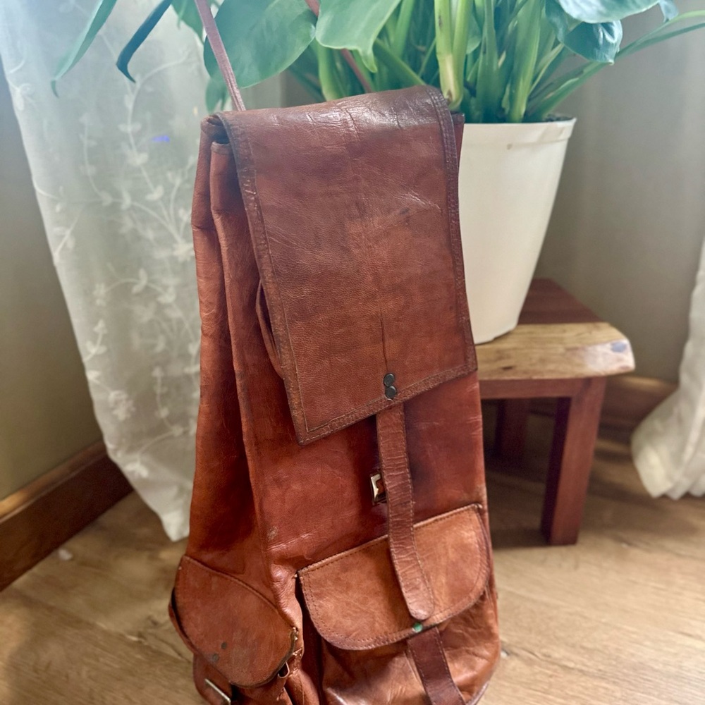 Vintage Leather Rucksack | Well-Loved Wanderer’s Backpack | Boho Travel Bag